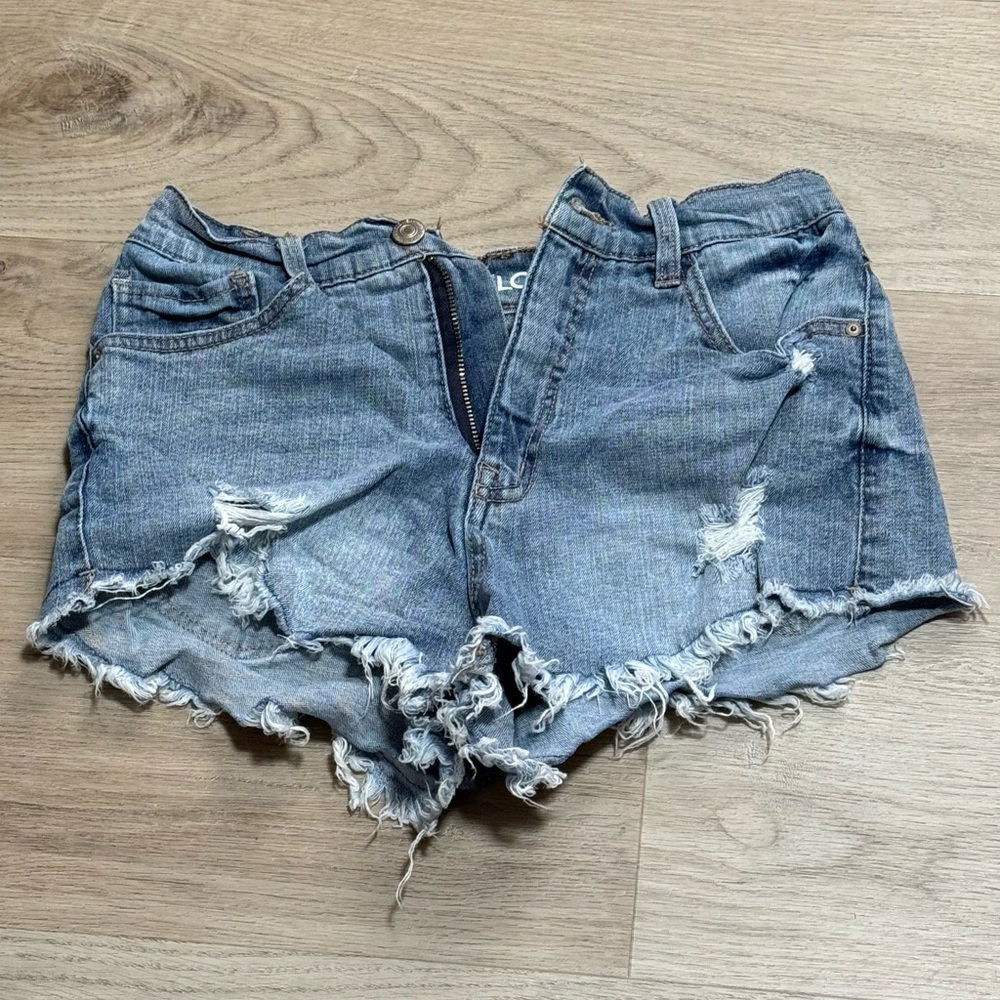 Wallflower Blue Distressed Jean Shorts